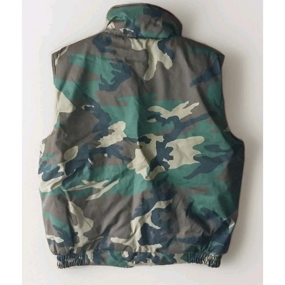 Renegade Mens Large Camo Puffer Vest Fleece Lined Utility Hunting